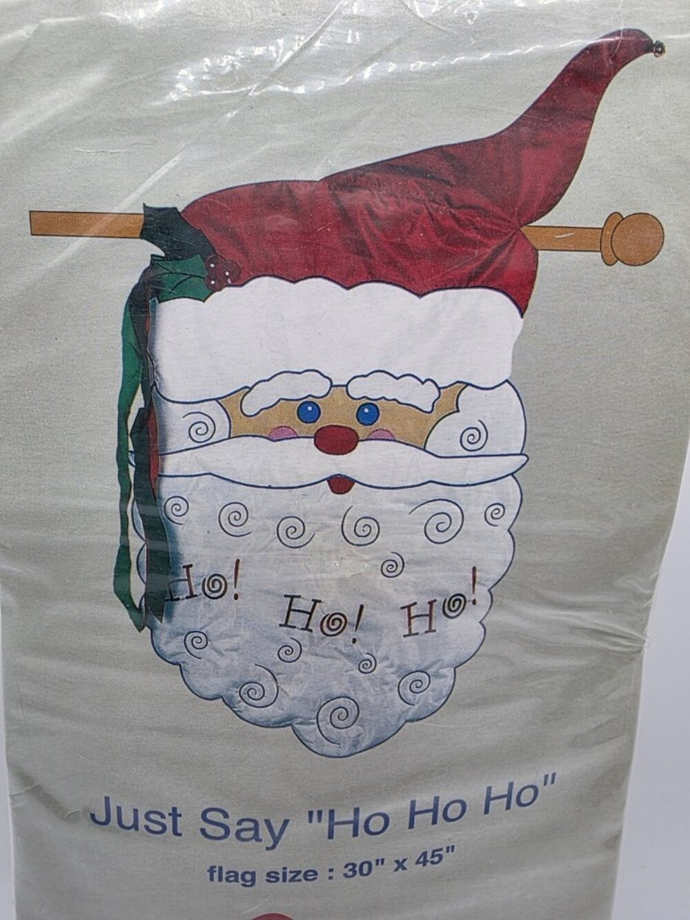 3-D Applique Flag Vintage Christmas Santa Ho Ho Ho 30 x 45 Holiday Yard Decor